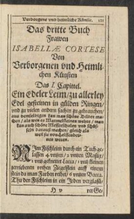 Das dritte Buch Frawen Isabellae Cortese Von Verborgenen und Heimlichen Künsten