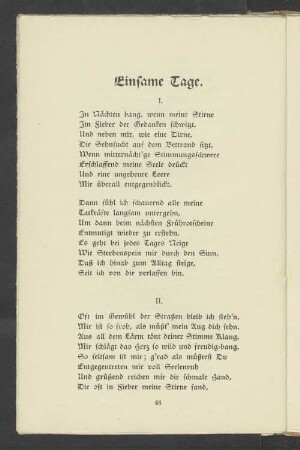 Einsame Tage