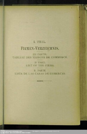 I. Teil. Firmen-Verzeichnis