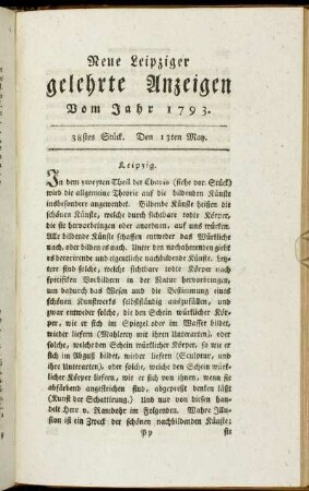 38stes Stück. Den 13ten May.