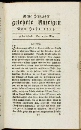 38stes Stück. Den 13ten May.