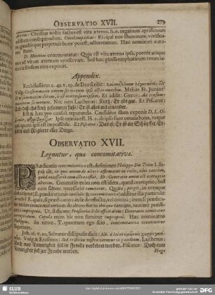 Observatio XVII. Leguntur, quae concomitativae
