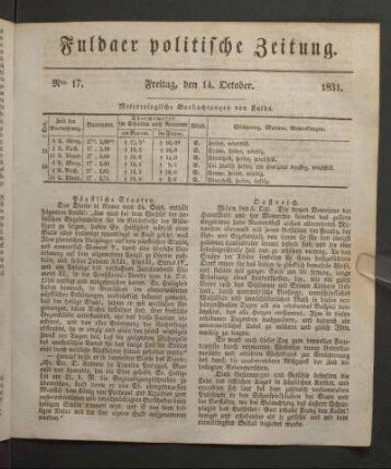 Freitag, den 14. October. 1831