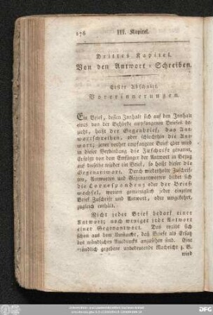 Drittes Kapitel. Von den Antwort-Schreiben.