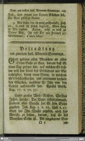 Betrachtung am zweiten heil. Advents Sonntage
