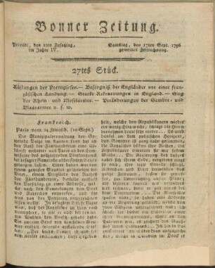 Bönnisches Intelligenzblatt. 1796-1796