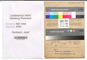 Entnazifizierung Josef Sohlbach , geb. 12.09.1901 (Stenotypist)