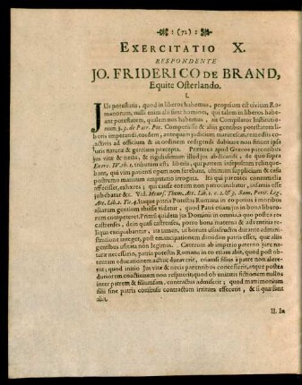 Exercitatio X. Respondente Jo. Friderico De Brand, Equite Osterlando