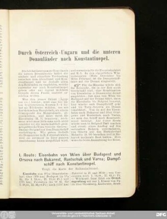 Durch Österreich-Ungarn und die unteren Donauländer nach Konstantinopel.
