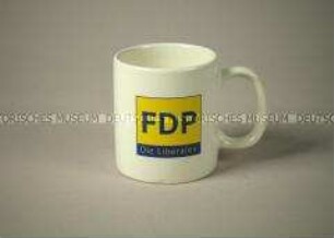 Tasse mit Wahlwerbung - "FDP / Die Liberalen"