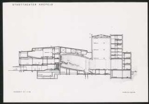 Stadttheater, Krefeld: Längsschnitt E-F, 2. Entwurf