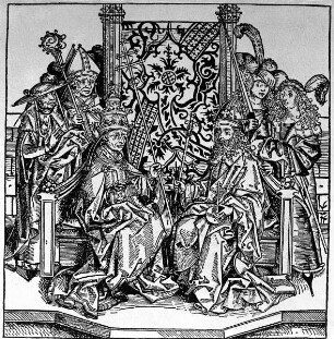 Liber Chronicarum & Schedelsche Weltchronik & Nürnberger Chronik — Papst Pius II. und Kaiser Friedrich III., Folio 268verso
