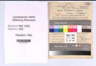 Entnazifizierung Otto Huesken , geb. 11.11.1886 (Kaufmaennischer Angestellter)