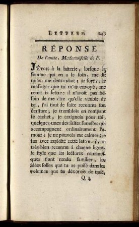 Réponse De l' amie, Mademoiselle de F.