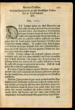 Von den Janitzern die an deß Turckischen Keisers Hof zu Constantinopel sind. Cap. IIII.