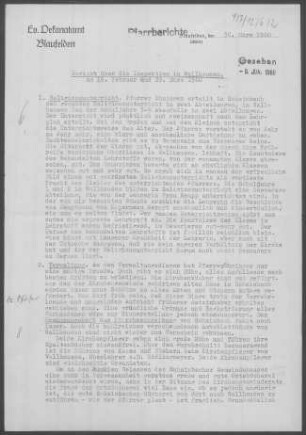 Wallhausen-Schainbach mit Limbach (Wallhausen): Inspektionsbericht 1960