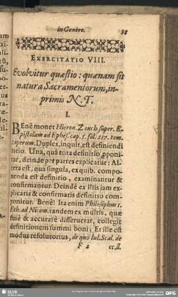 Exercitatio VIII. Evolvitur quaestio: quaenam sit natura Sacramentorum, inprimis N. T.
