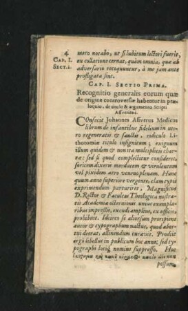 Cap. I. Recognitio generalis eorum quae de origine controversiae habentur ...