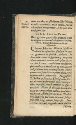 Cap. I. Recognitio generalis eorum quae de origine controversiae habentur ...