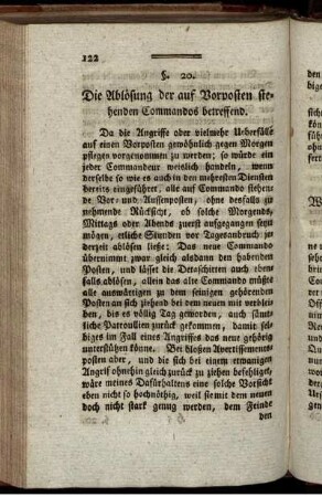 §. 20. Die Ablösung der auf Vorposten stehenden Commandos betreffend