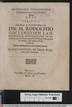 Disputatio Philosophica De summo hominis bono Practico