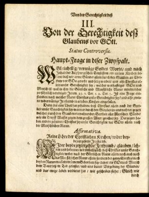 III. Von der Gerechtigkeit deß Glaubens vor Gott