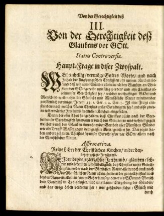 III. Von der Gerechtigkeit deß Glaubens vor Gott