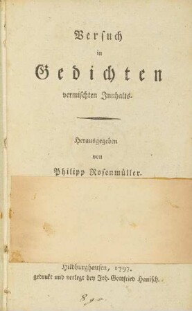 Versuch in Gedichten vermischten Innhalts