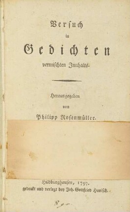 Versuch in Gedichten vermischten Innhalts