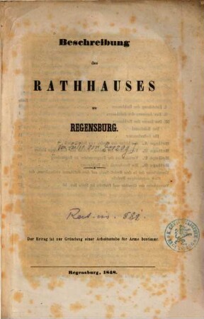 Beschreibung des Rathhauses zu Regensburg