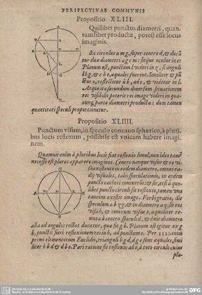 Propositio XLIII. Quilibet punctus diametri, quantum libet productae, potest esse locus imaginis.