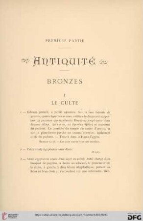 I. Le Culte (No. 1 - 62)