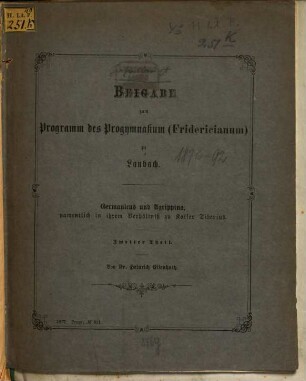 Programm des Progymnasiums (Fridericianum) zu Laubach : Einladung zu den ... stattfindenden Schulfeierlichkeiten, 1876/77