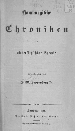 Hamburgische Chroniken in niedersächsischer Sprache