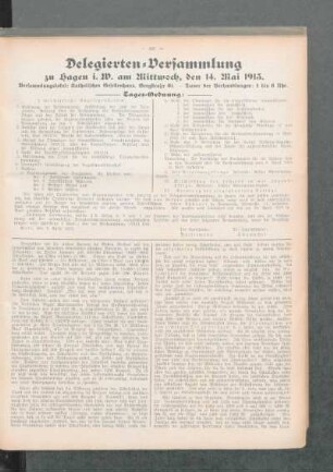 Delegierten-Versammlung zu Hagen i. W. am Mittwoch, den 14. Mai 1913