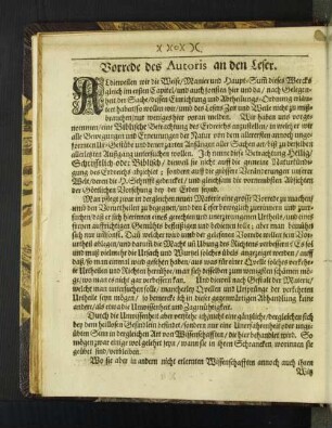 Vorrede des Autoris an den Leser.