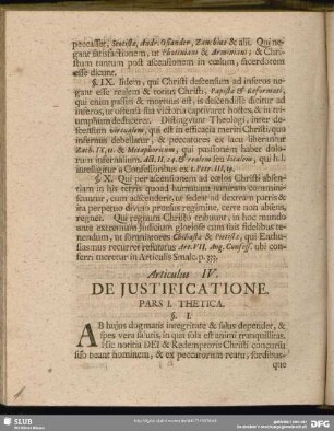 Articulus IV. De Justificatione