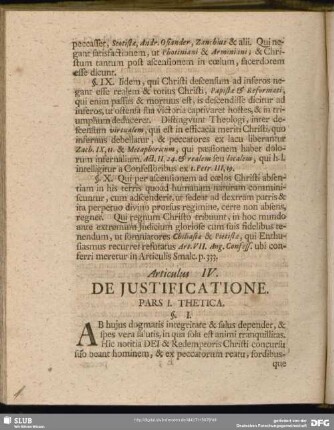 Articulus IV. De Justificatione
