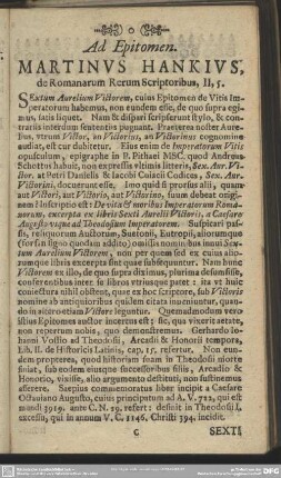 Ad Epitomen. Martinus Hankius, de Romanorum Rerum Scriptoribus, II, 5