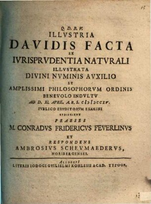 Illustria Davidis facta ex iurisprudentia naturali illustrata