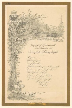 Menükarte : Königliche Mittagstafel, Jagdschloss Grunewald
