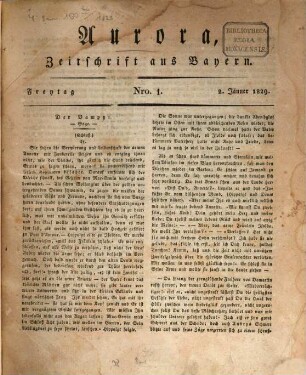 Aurora : Zeitschrift aus Bayern. 1829