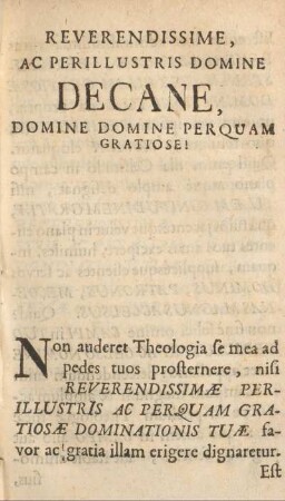 Reverendissime, ac perillustris Domine decane, Domine Domine perquam gratiose!