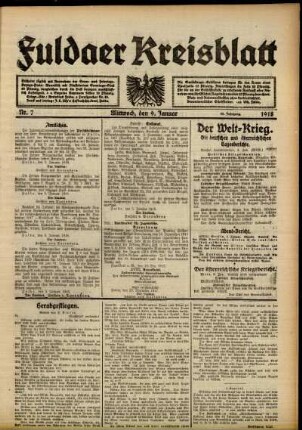 Ausgabe vom Mittwoch, den 09. Januar 1918.