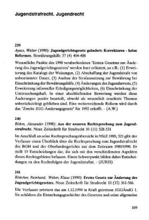169-173, Jugenstrafrecht. Jugendrecht