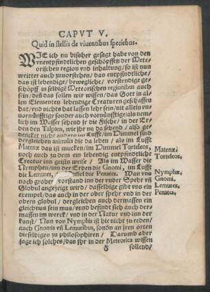 Caput V. Quid in stellis de viventibus speciebus.