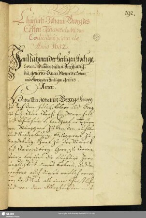 Churf. Johann Georg des Ersten estament nebst d. Codicill aufgerichtet de Anno 1652. Dat. Dreßden, 20.7.1653