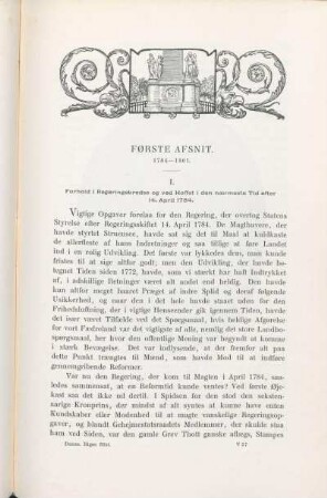 I. Forhold i Regeringskredse og ved Hoffet i den nærmeste Tid efter 14. April 1784.