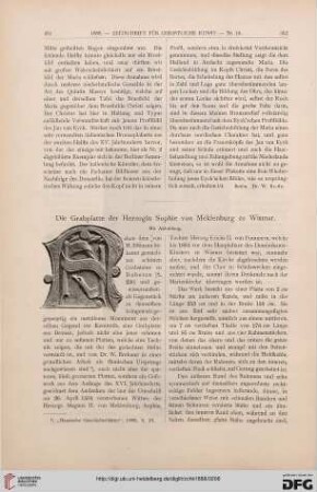 Die Grabplatte der Herzogin Sophie von Meklenburg zu Wismar