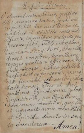 [Handschriftliches lateinisches Gebet]